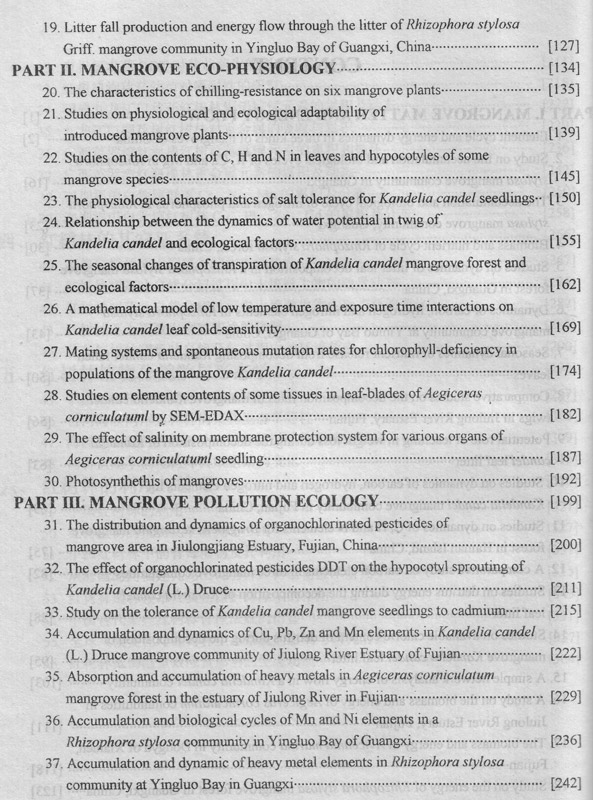 Mangrove Research Papers III (1993-1996) - inhaltsverzeichnis